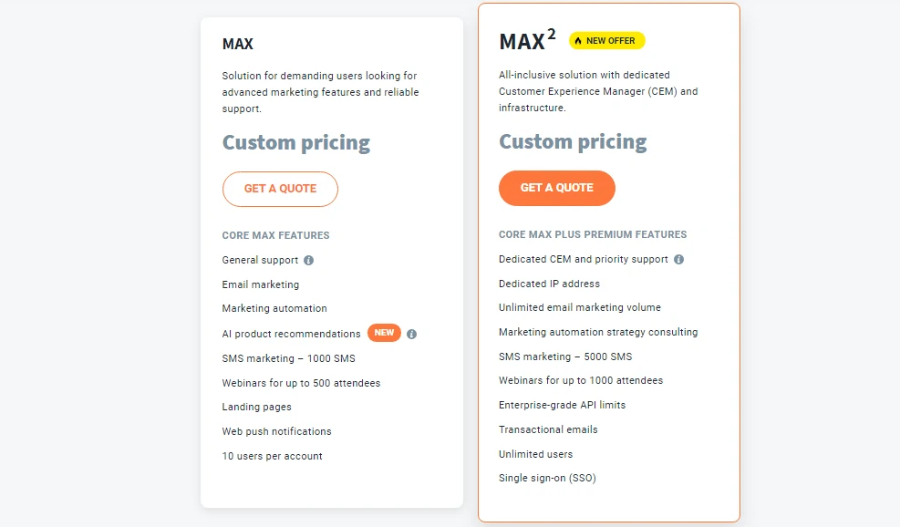 GetResponse Max pricing